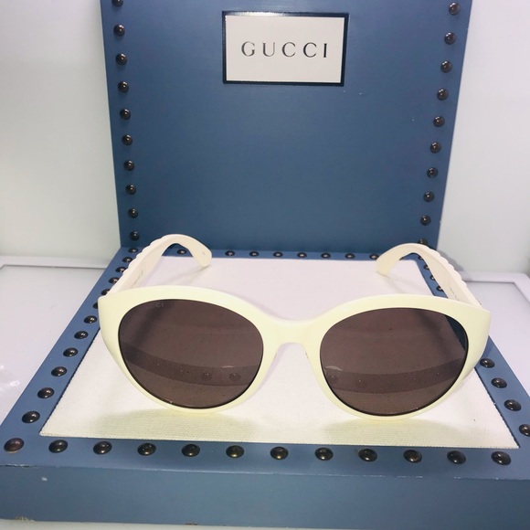 Gucci Ivory Brown Cat Eye Ladies Gg0814sk-002 Sunglasses - Picture 10 of 13